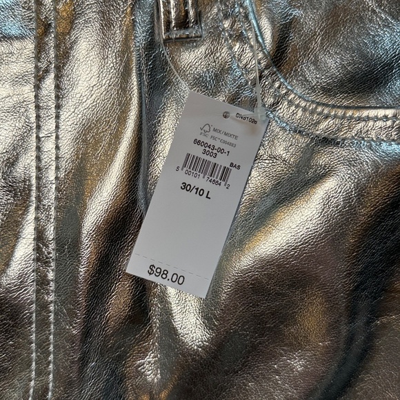 Gap High Rise Vegan Leather Cheeky Straight Pants - Silver - 30 (10) L - NWT - Picture 5 of 7